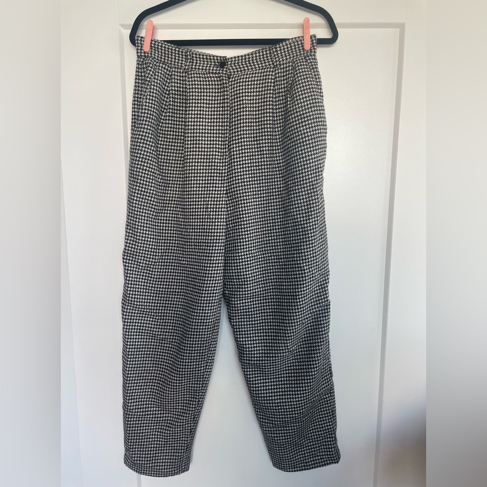 Vintage houndstooth wool-blend trousers